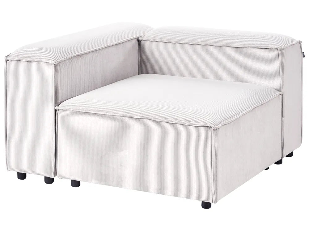 Modular Corner Sofa 3 Seater Corduroy Off-White with Ottoman Left Hand Oakham