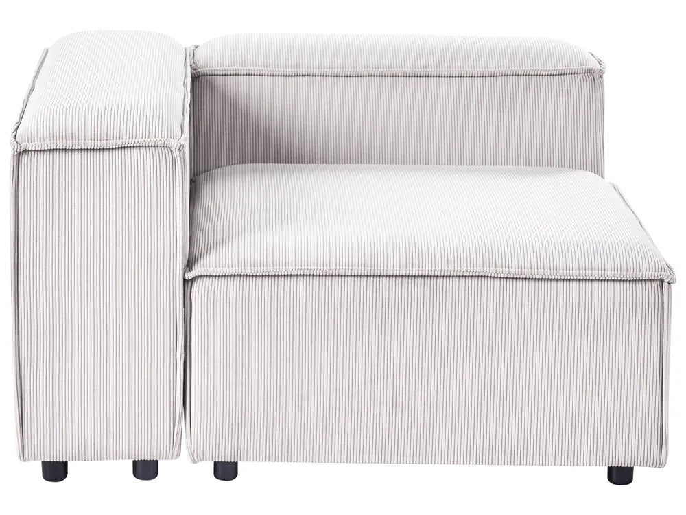 Modular Corner Sofa 3 Seater Corduroy Off-White with Ottoman Left Hand Oakham