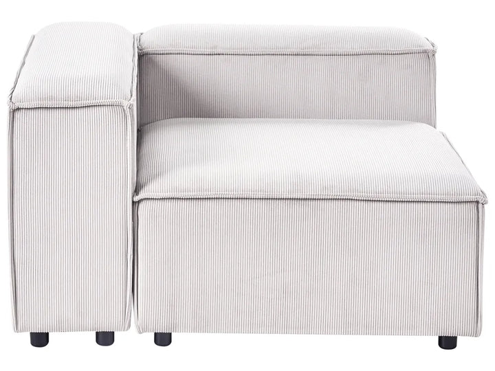 Modular Corner Sofa 3 Seater Corduroy Off-White with Ottoman Left Hand Oakham