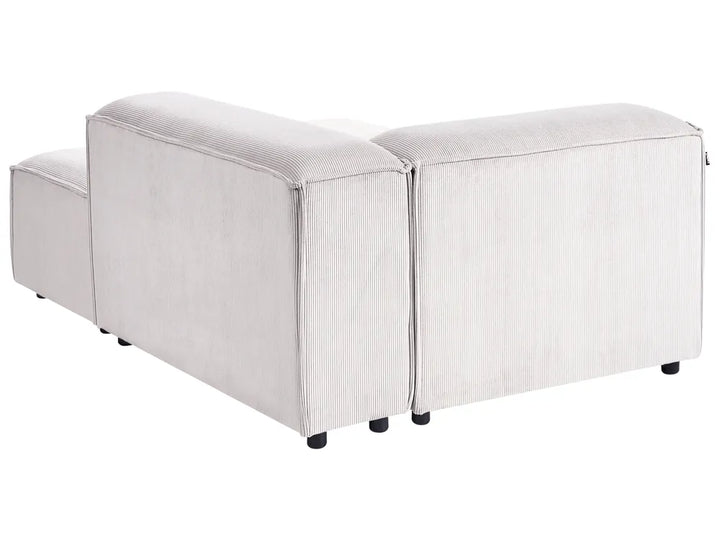 Modular Corner Sofa 3 Seater Corduroy Off-White with Ottoman Left Hand Oakham