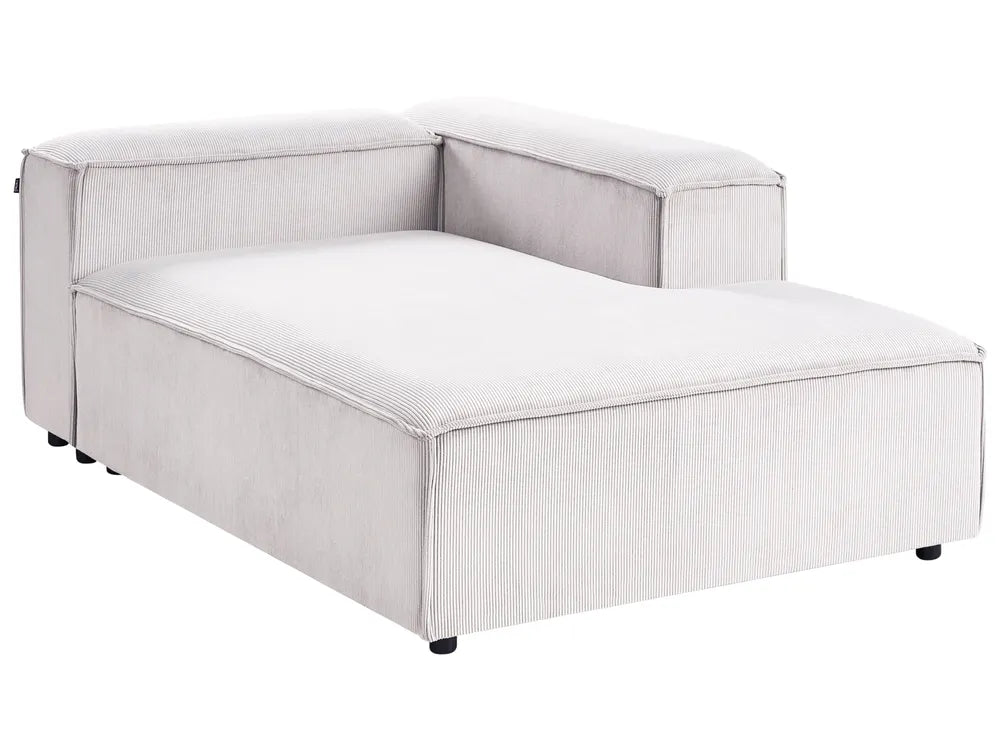 Modular Corner Sofa 3 Seater Corduroy Off-White with Ottoman Left Hand Oakham