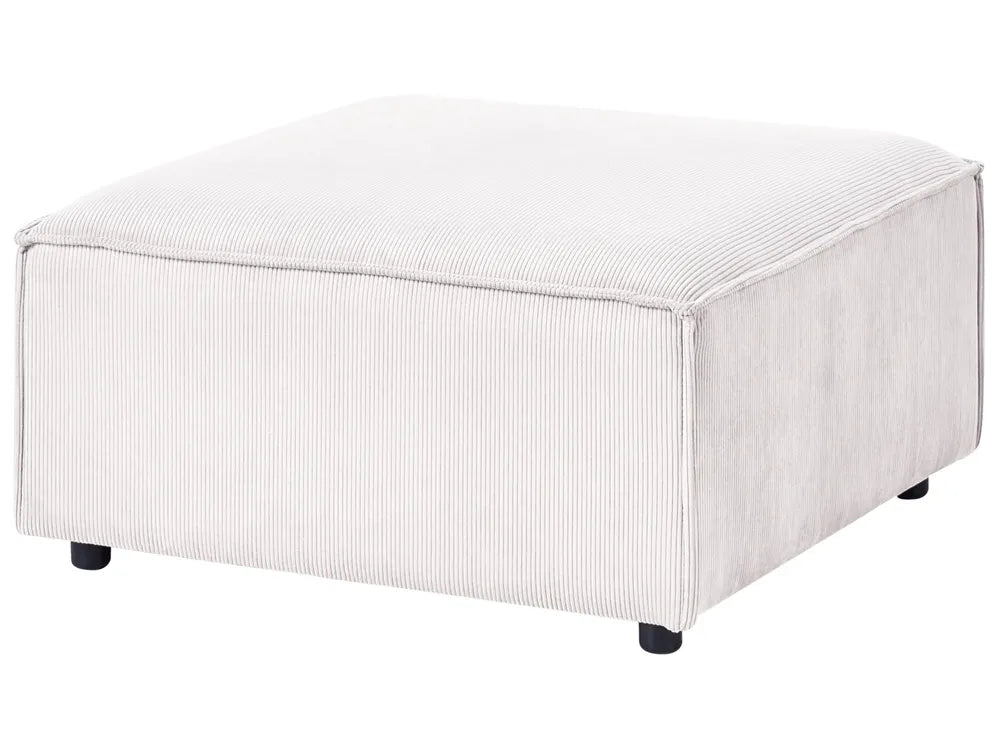 Modular Corner Sofa 3 Seater Corduroy Off-White with Ottoman Left Hand Oakham