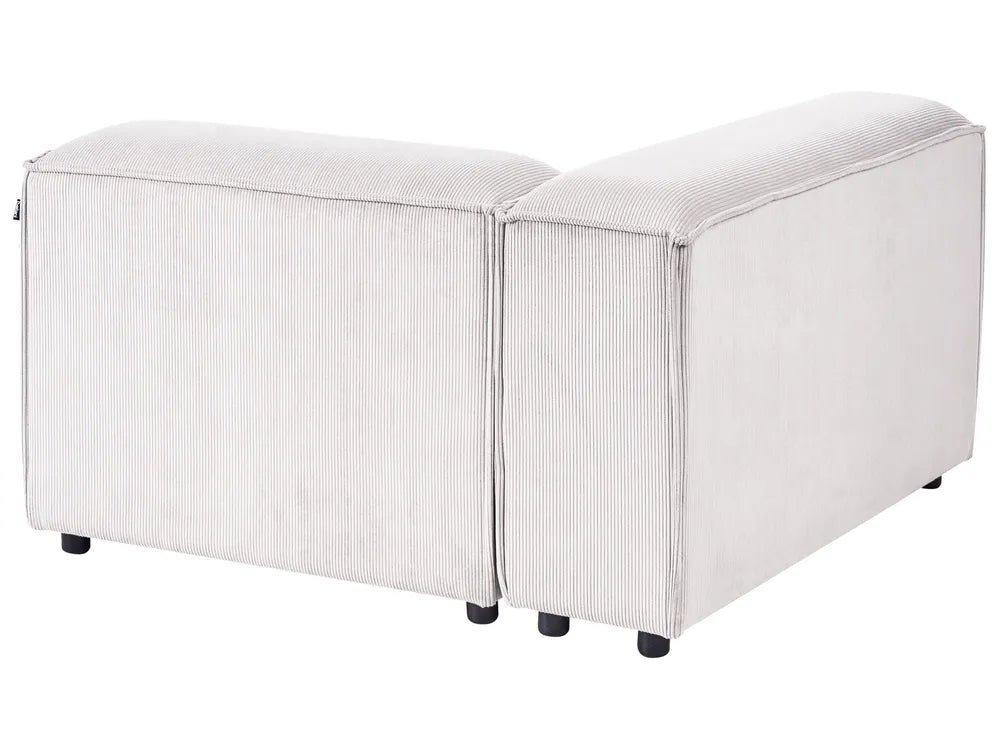 Modular Corner Sofa 3 Seater Corduroy Off-White with Ottoman Left Hand Oakham