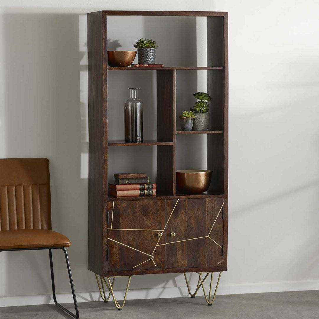 Dark Gold Large Bookcase 2 Door