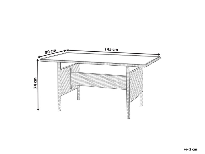 Viterbo Garden Dining Table  145 cm 80 cm Glass Light Grey
