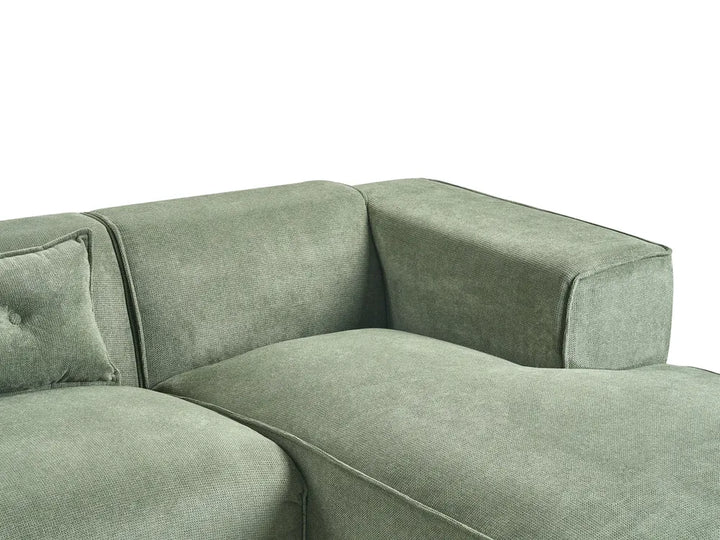 Corner Sofa 3 Seater Chenille Dark Green Left Hand Rafael