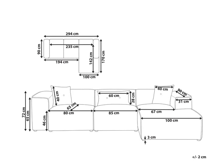 Corner Sofa 3 Seater Chenille Dark Green Left Hand Rafael