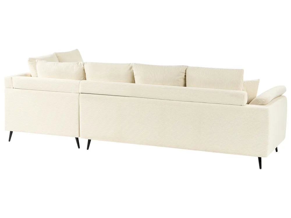 Corner Sofa 4 Seater Corduroy Light Beige Left Hand Flexa