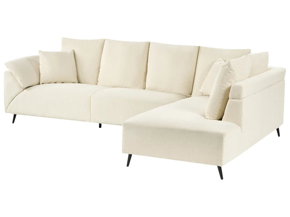 Corner Sofa 4 Seater Corduroy Light Beige Left Hand Flexa