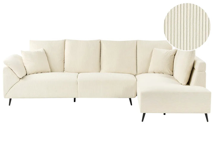 Corner Sofa 4 Seater Corduroy Light Beige Left Hand Flexa
