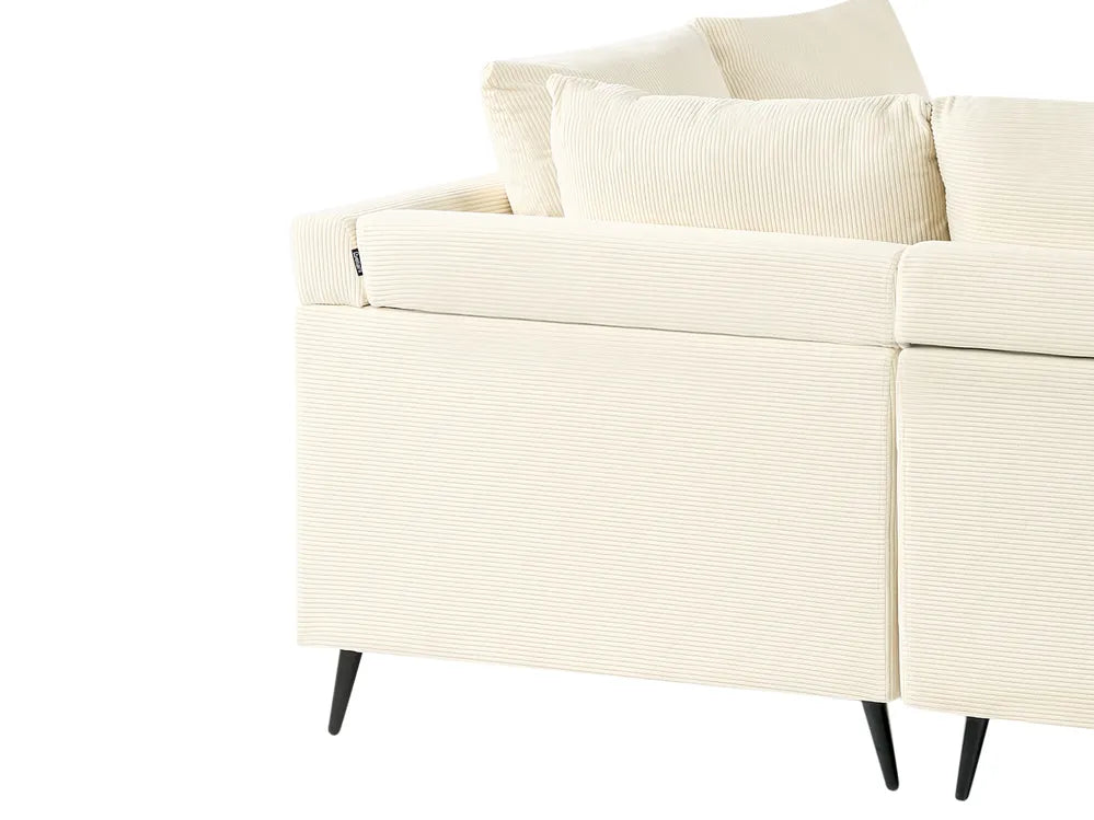 Corner Sofa 4 Seater Corduroy Light Beige Left Hand Flexa