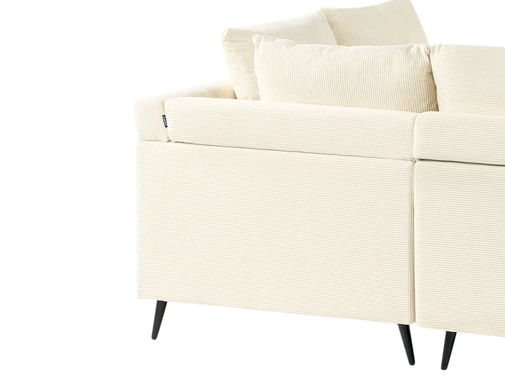 Corner Sofa 4 Seater Corduroy Light Beige Left Hand Flexa