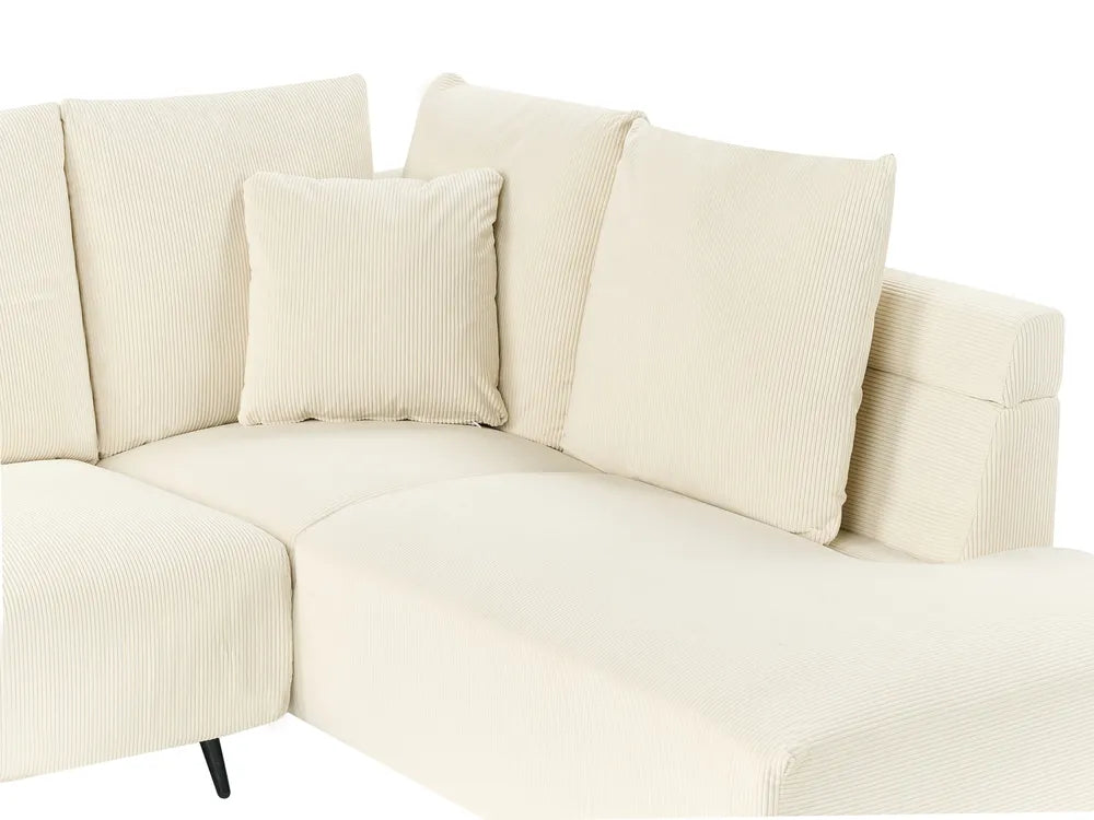 Corner Sofa 4 Seater Corduroy Light Beige Left Hand Flexa