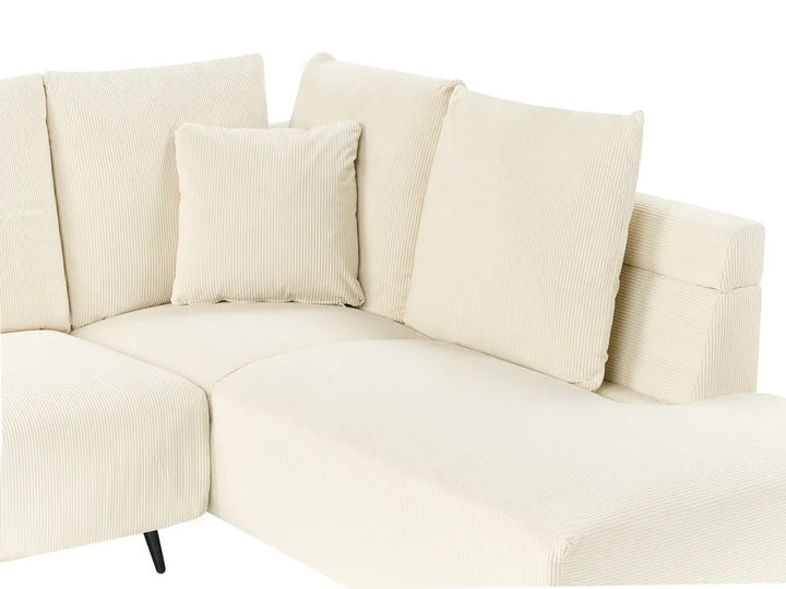 Corner Sofa 4 Seater Corduroy Light Beige Left Hand Flexa