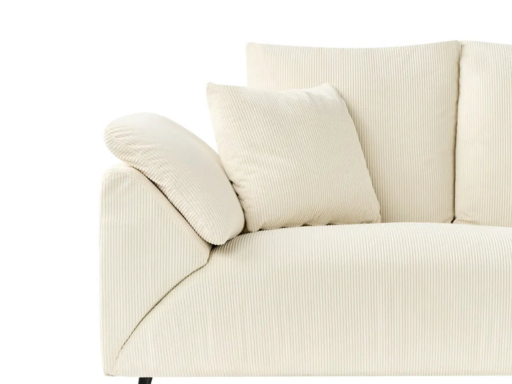 Corner Sofa 4 Seater Corduroy Light Beige Left Hand Flexa