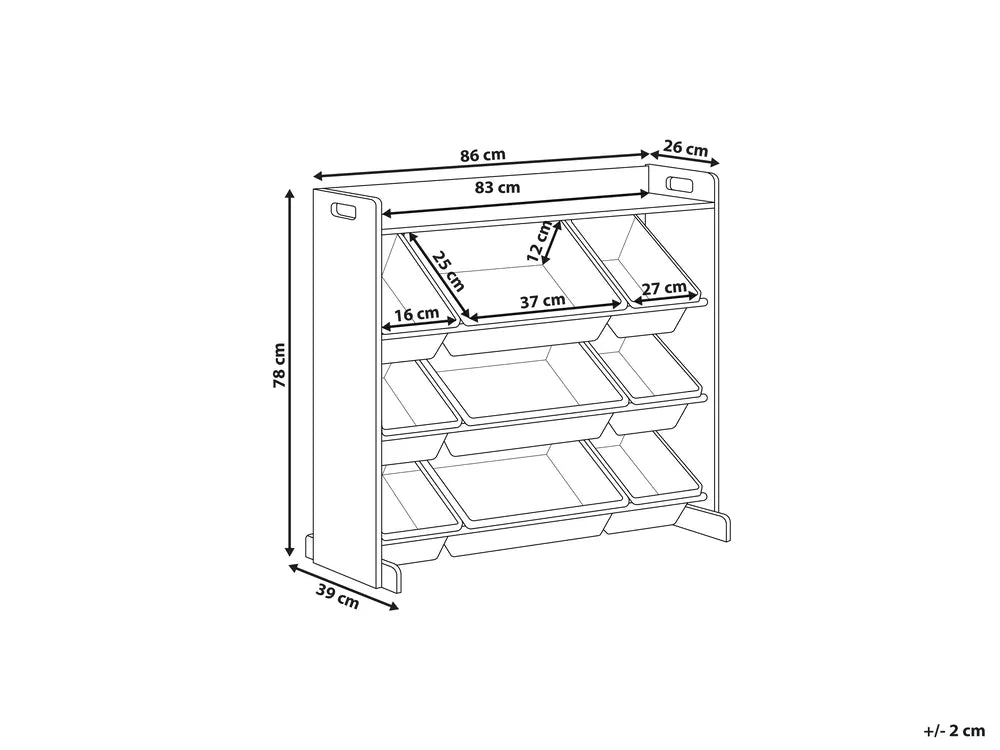 Shelf with 9 Storage Boxes 78 cm Grey Laci