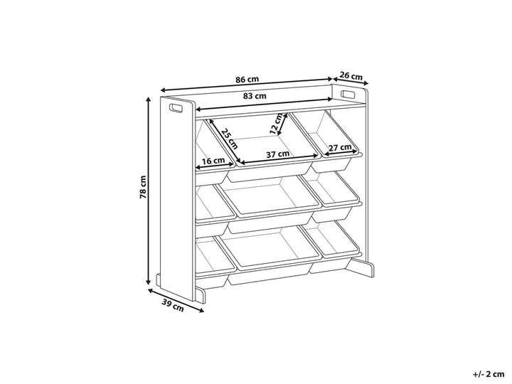 Shelf with 9 Storage Boxes 78 cm Grey Laci