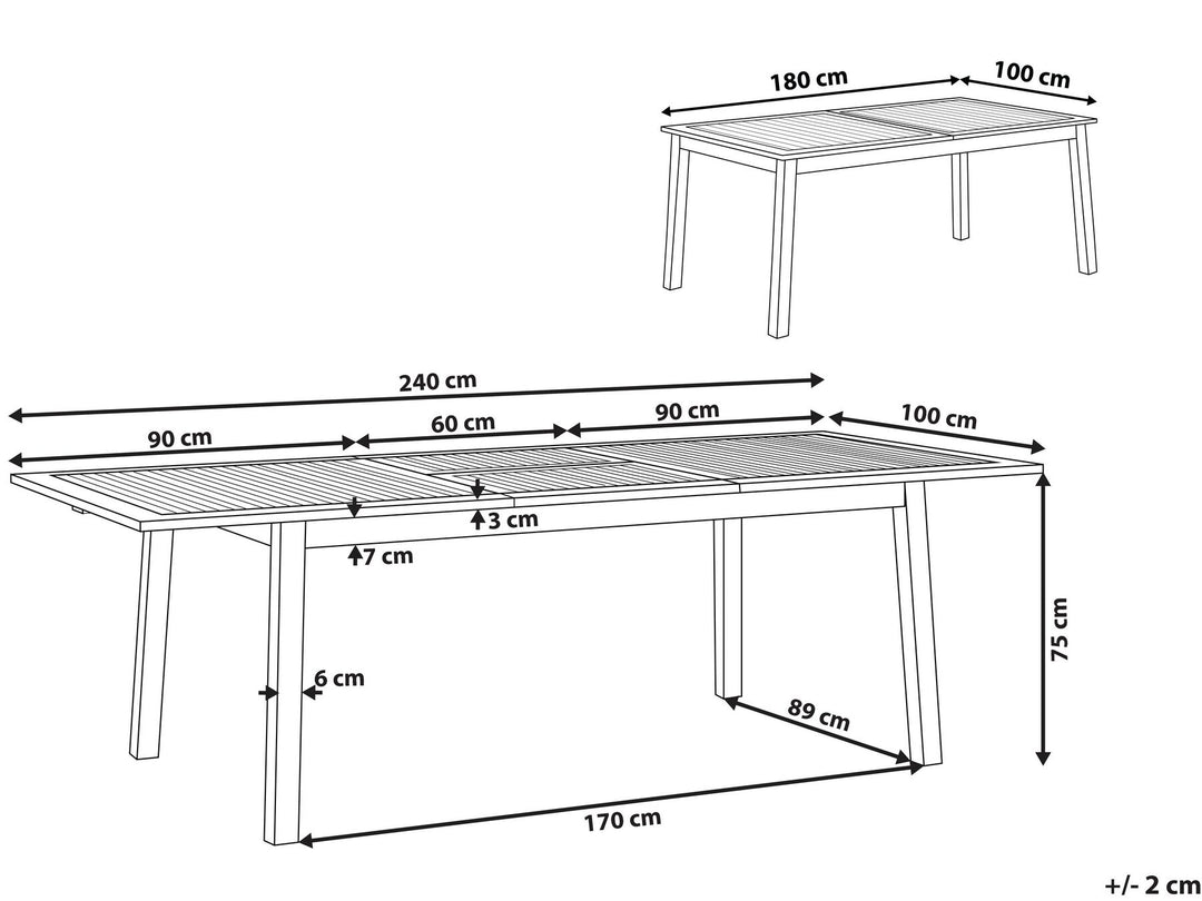 Cesana Extending Garden Dining Table 180/240 cm 100 cm Acacia Wood Dark Brown