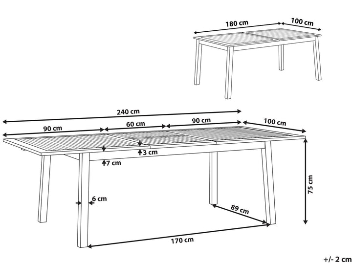 Cesana Extending Garden Dining Table 180/240 cm 100 cm Acacia Wood Dark Brown