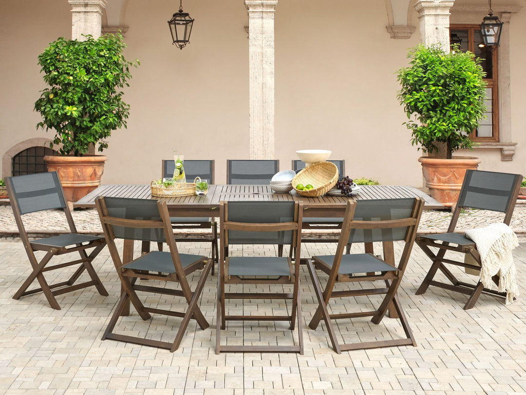 Cesana Extending Garden Dining Table 180/240 cm 100 cm Acacia Wood Dark Brown