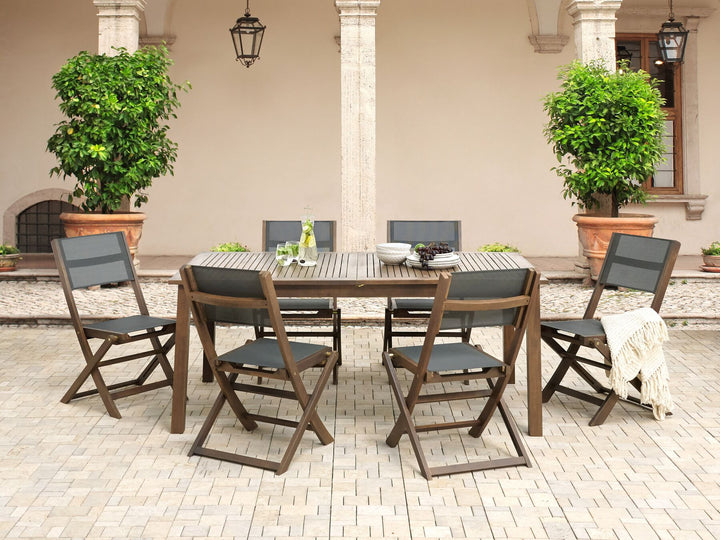 Cesana Extending Garden Dining Table 180/240 cm 100 cm Acacia Wood Dark Brown