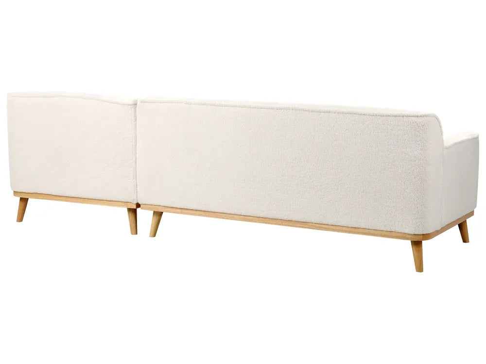 Corner Sofa 3 Seater Boucle White Left Hand Arvo