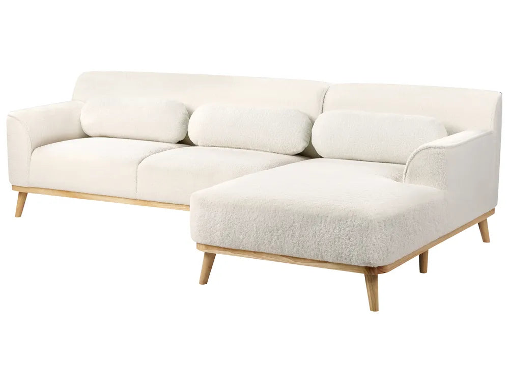Corner Sofa 3 Seater Boucle White Left Hand Arvo