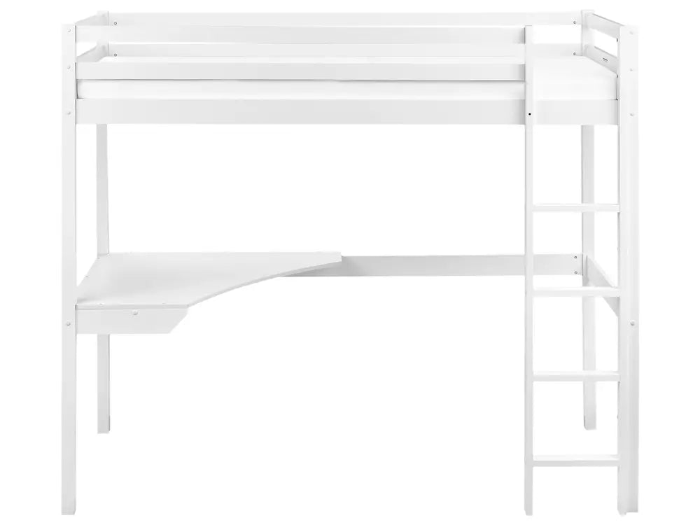 High Sleeper Bed with Desk Pine Wood 90 x 200 cm (EU Single) White Ogden