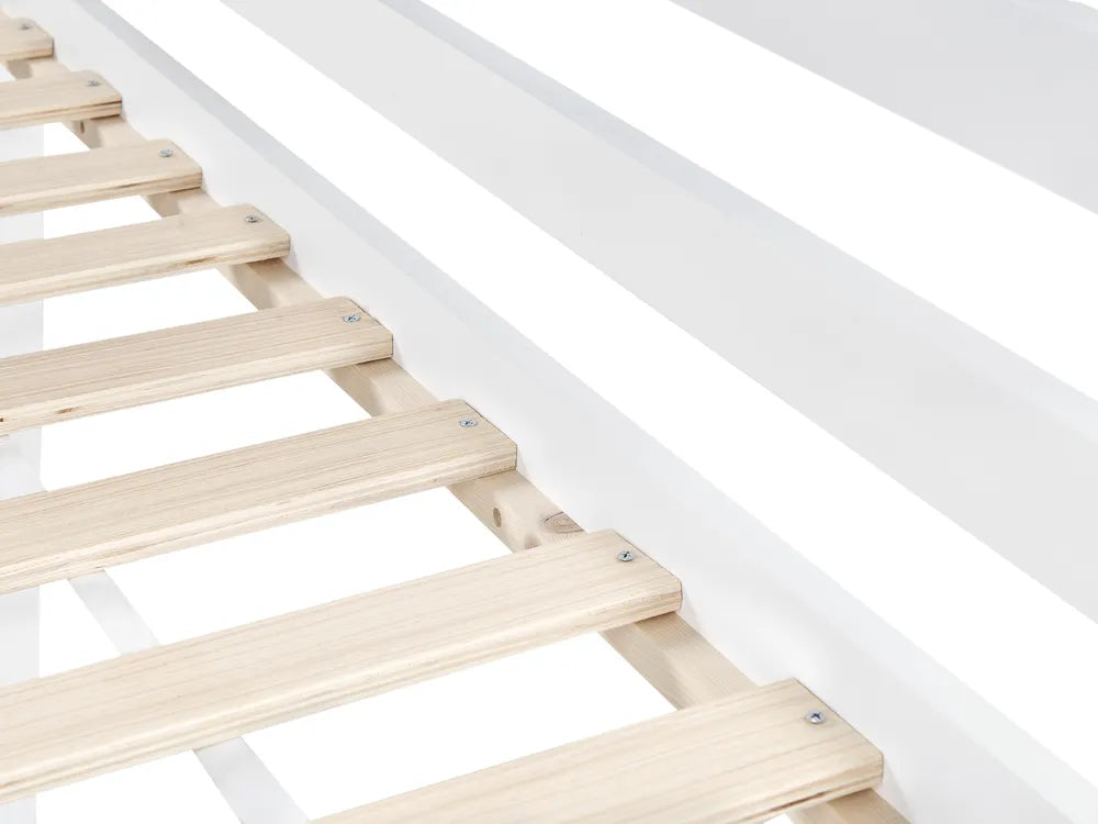 High Sleeper Bed with Desk Pine Wood 90 x 200 cm (EU Single) White Ogden