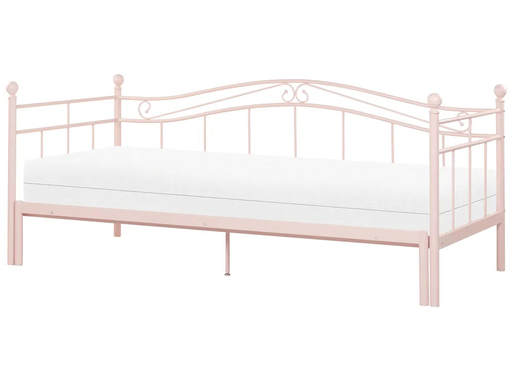 Trundle Bed Metal 90 x 200 cm (EU Single) Pastel Pink Calvillo