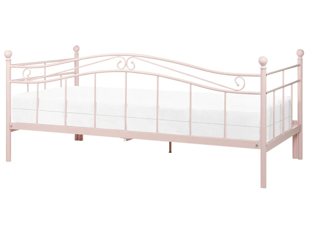 Trundle Bed Metal 90 x 200 cm (EU Single) Pastel Pink Calvillo