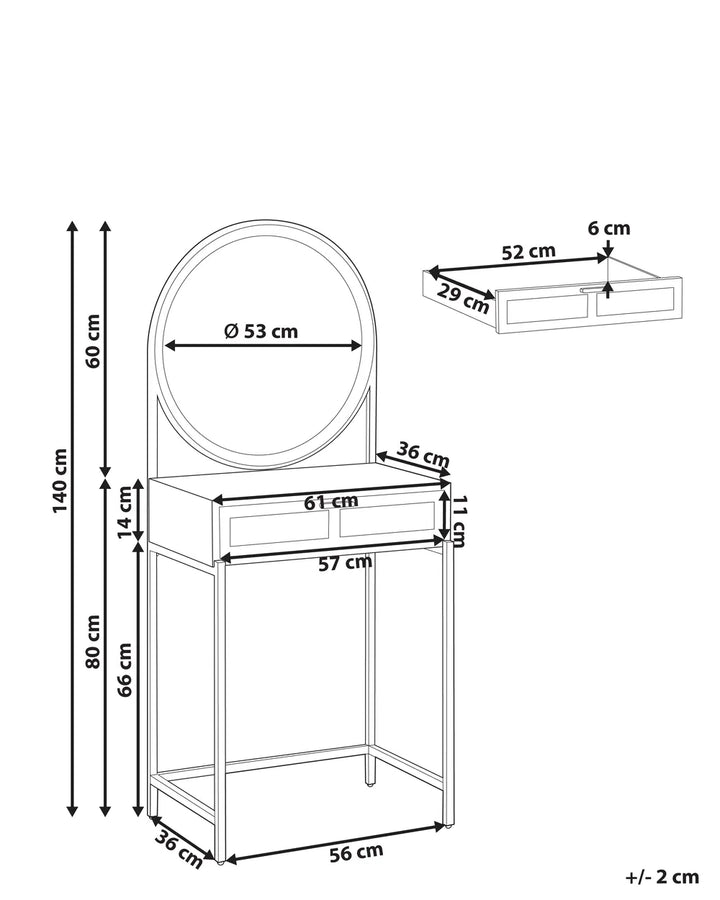 Dressing Table with Mirror Light Brown Yeva