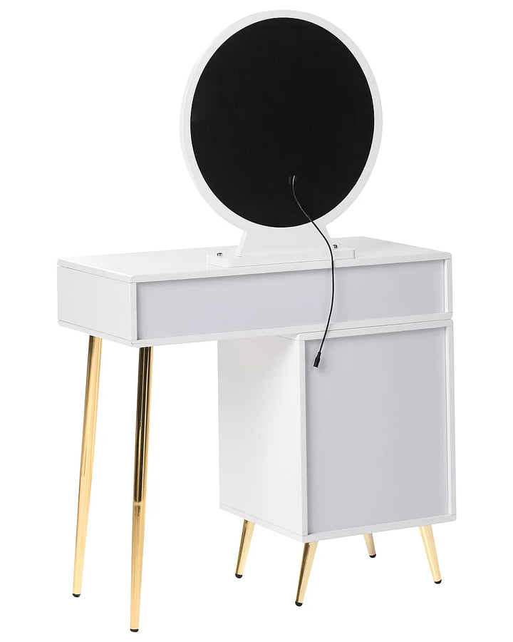 Dressing Table with Mirror and Stool LED White Leventhal