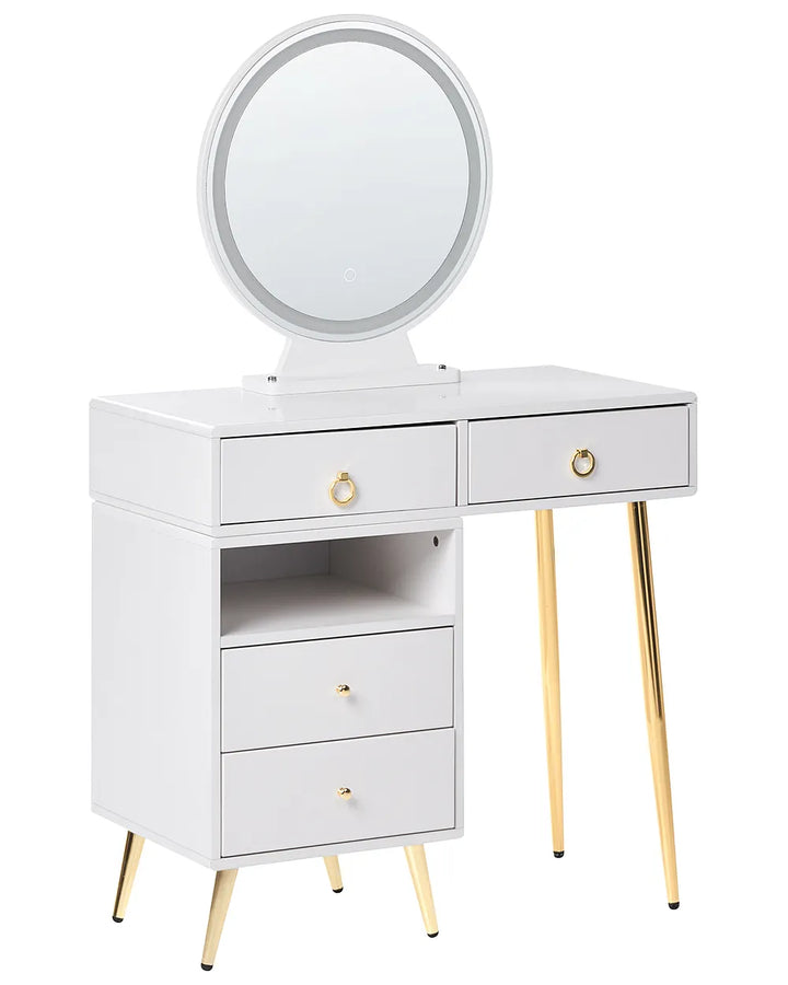 Dressing Table with Mirror and Stool LED White Leventhal