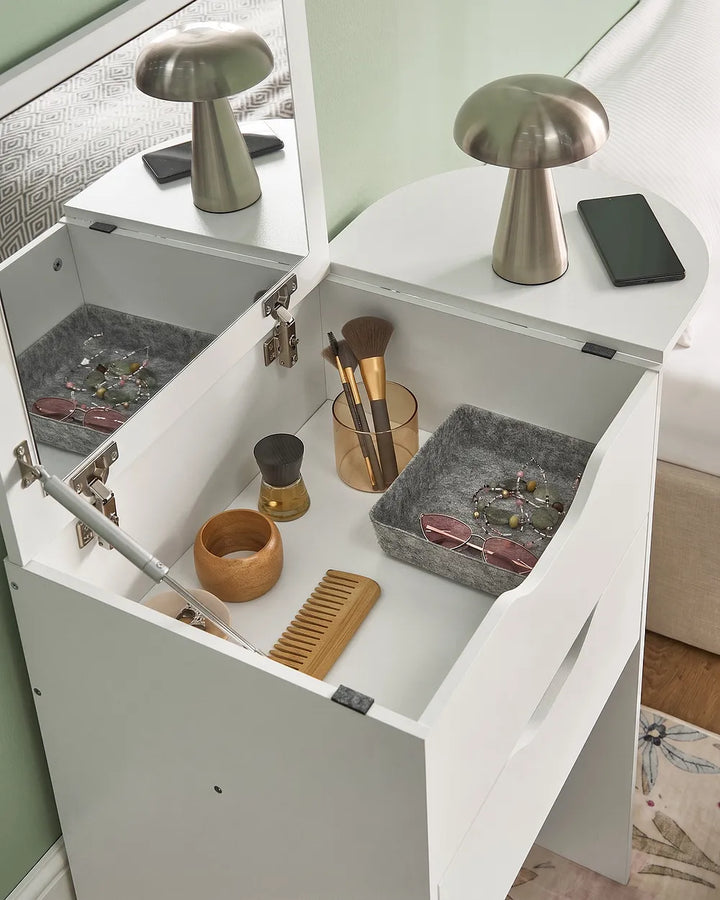 Dressing Table with Mirror and Stool White Linzy