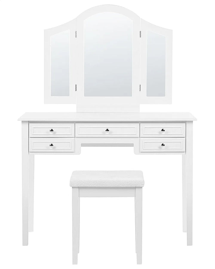Dressing Table with Mirror and Stool White Reidy