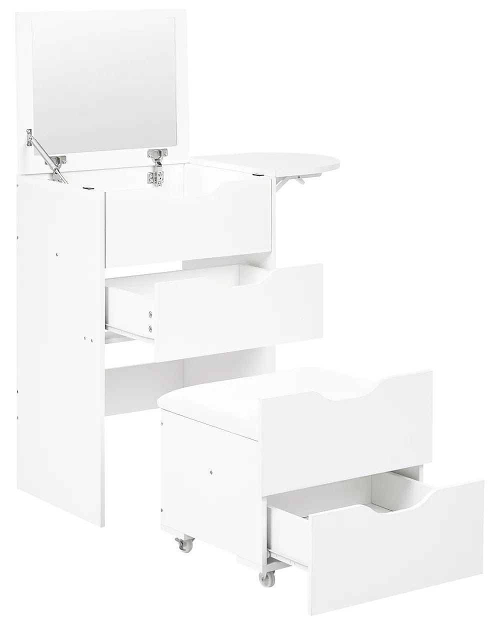 Dressing Table with Mirror and Stool White Linzy