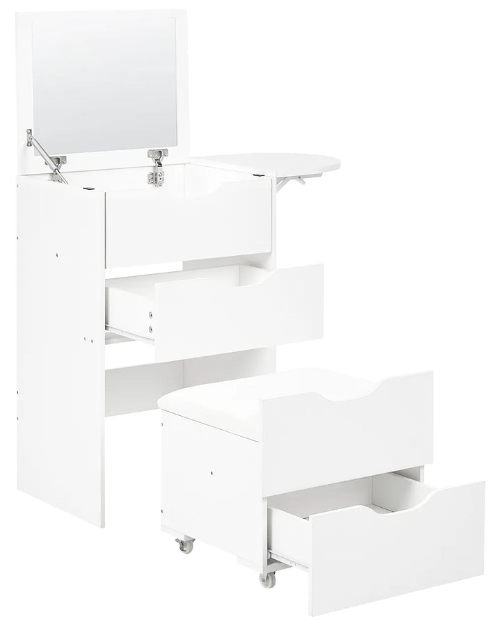 Dressing Table with Mirror and Stool White Linzy