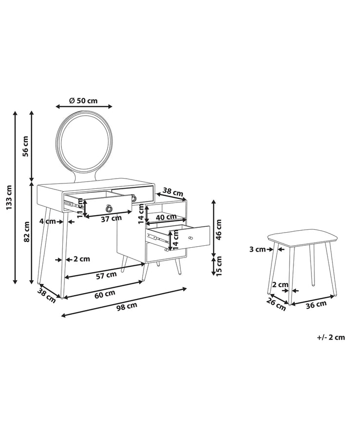 Dressing Table with Mirror and Stool LED Black Leventhal