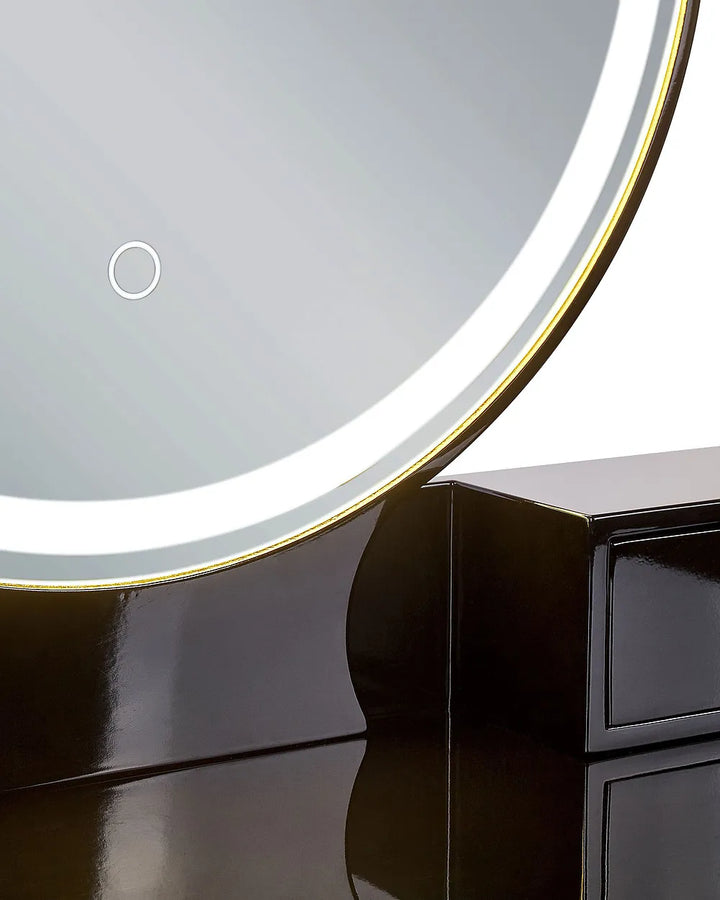 Dressing Table with Mirror and Stool LED Black Leventhal