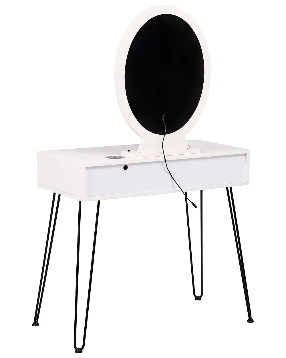 Dressing Table with Mirror and Stool LED White Plunkett