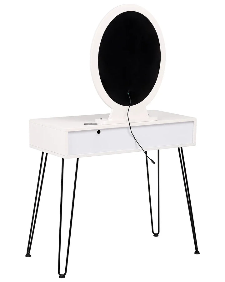 Dressing Table with Mirror and Stool LED White Plunkett