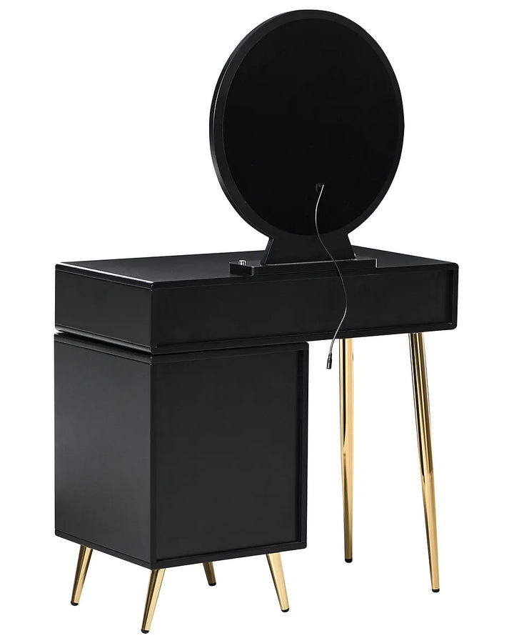 Dressing Table with Mirror and Stool LED Black Leventhal