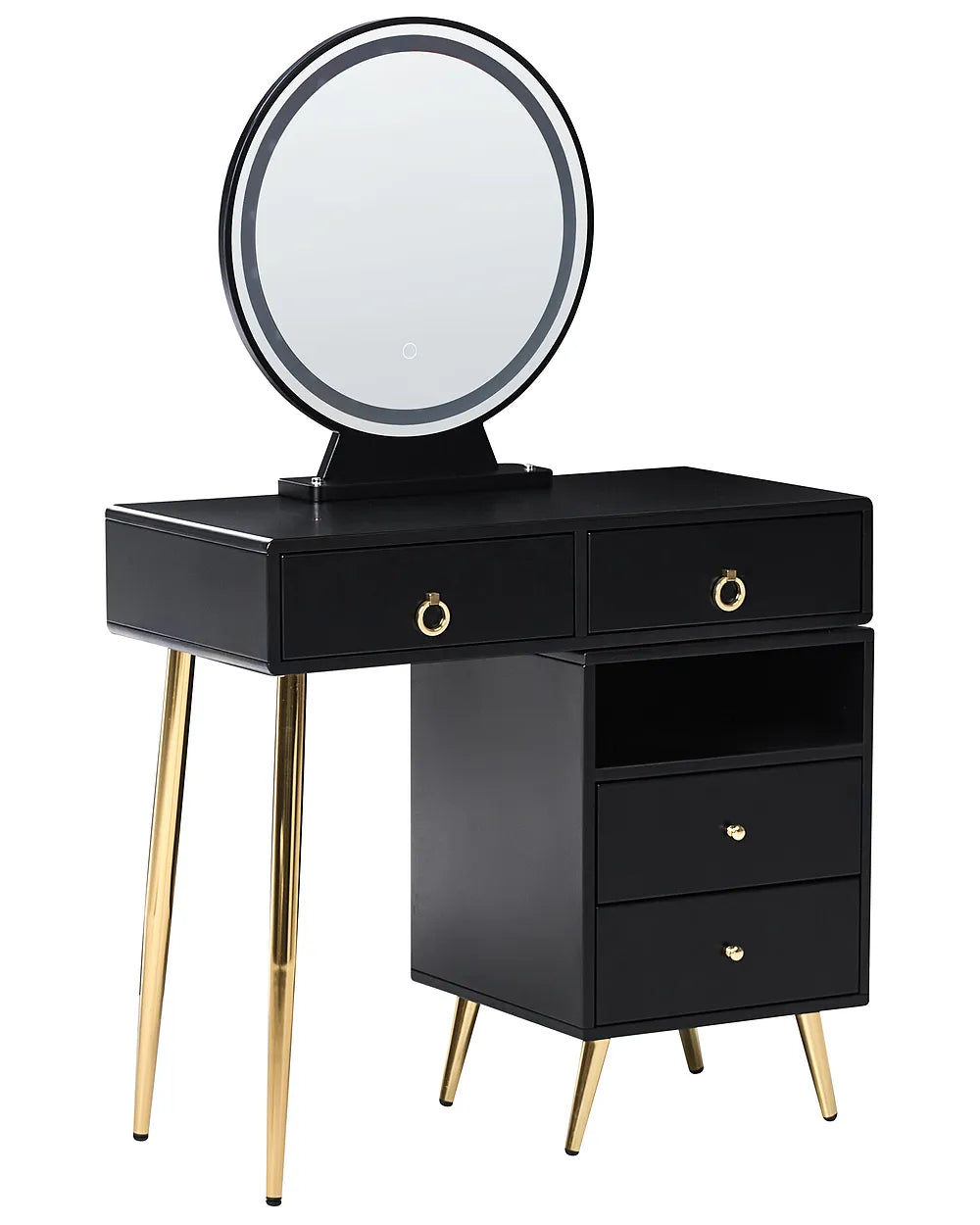 Dressing Table with Mirror and Stool LED Black Leventhal