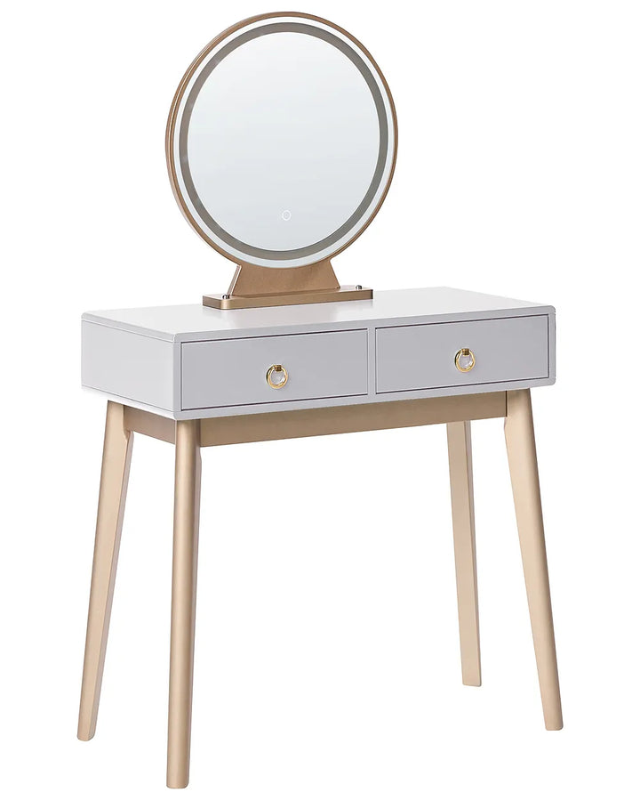 Dressing Table with Mirror and Stool LED Grey Bellora