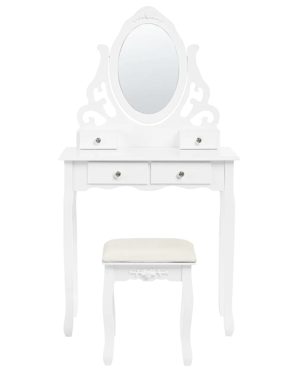 Dressing Table with Mirror and Stool White Johnte