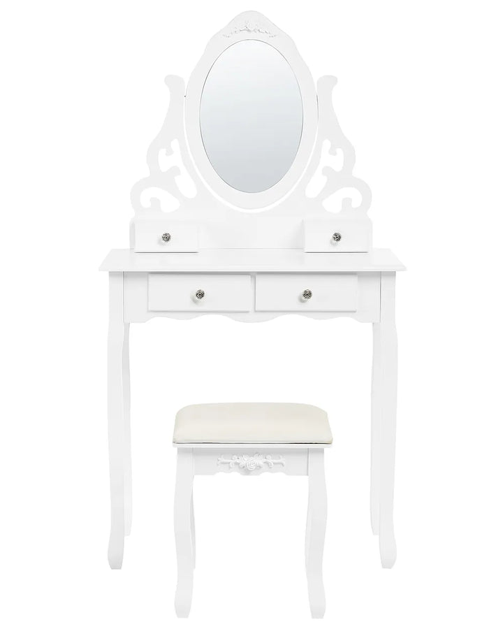 Dressing Table with Mirror and Stool White Johnte