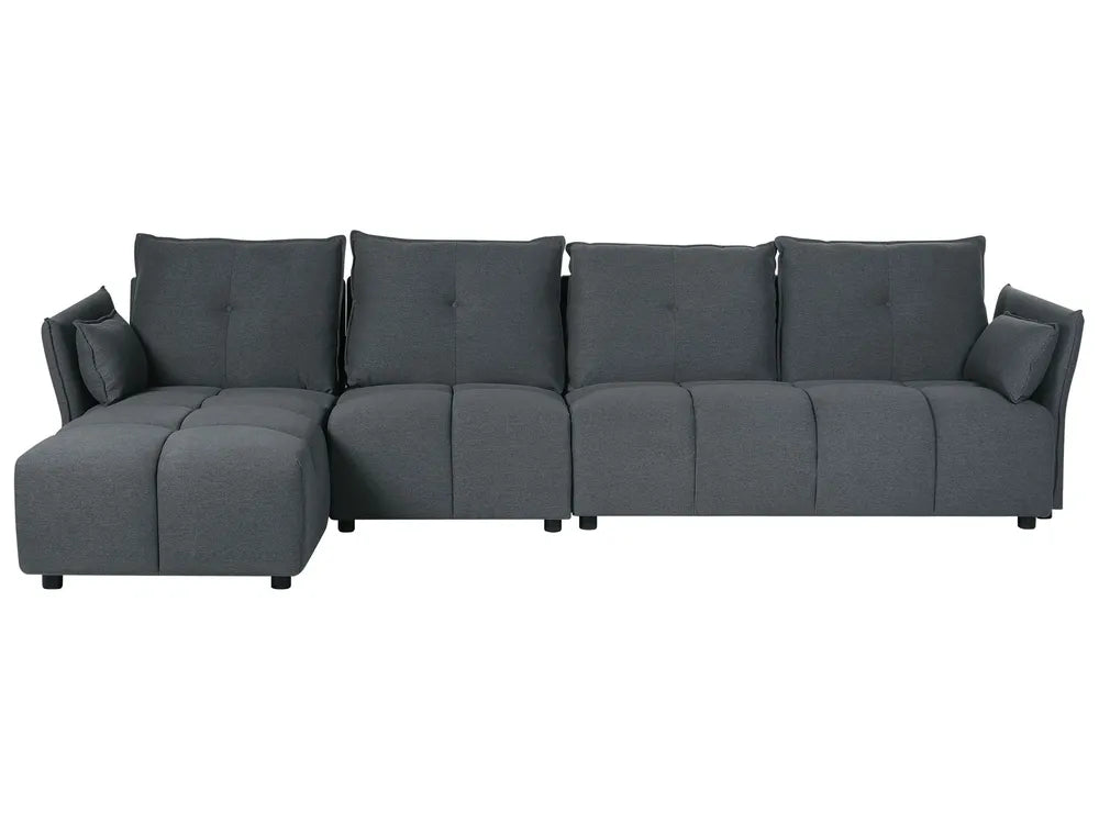 Graphite grey fabric corner sofa 4 seater right hand