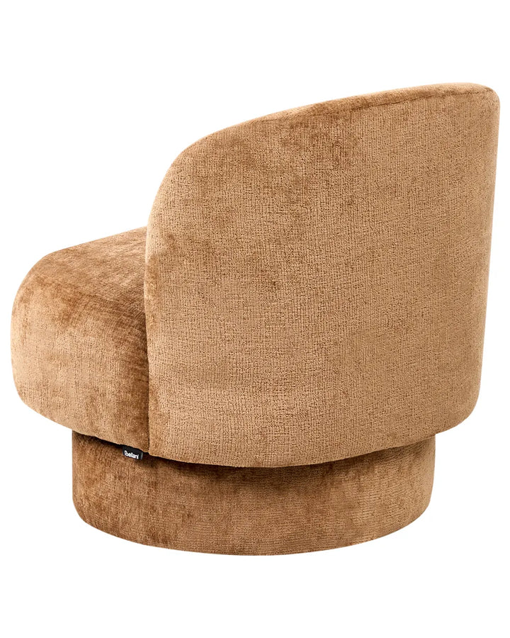 Swivel Armchair Chenille Golden Brown Lidio