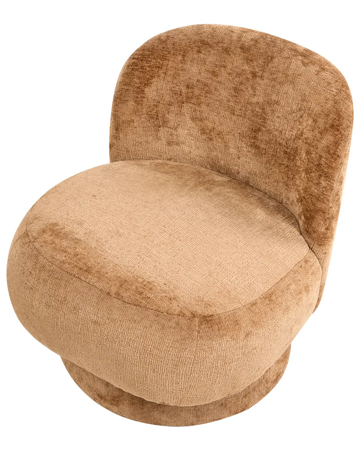 Swivel Armchair Chenille Golden Brown Lidio